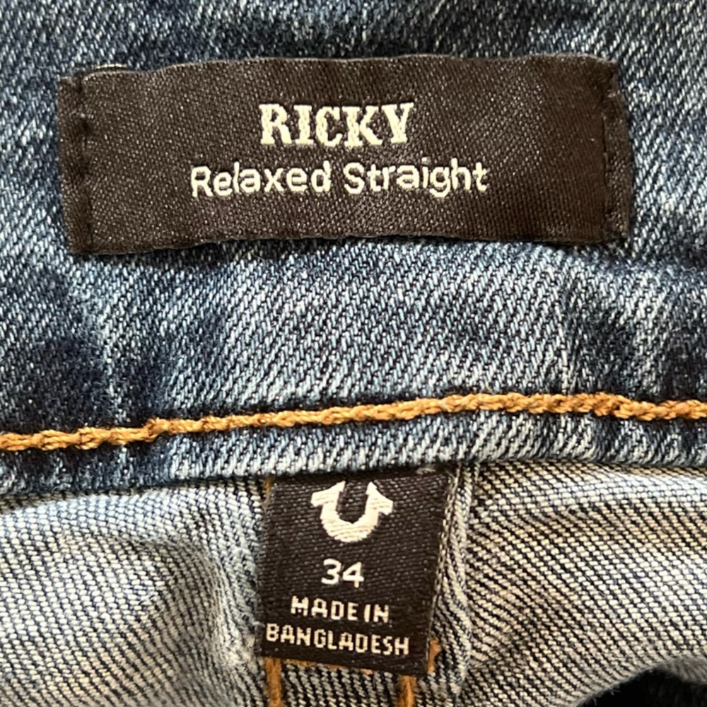 True Religion Men’s Ricky Relaxed Straight Denim Jeans Size 34” - Picture 5 of 6